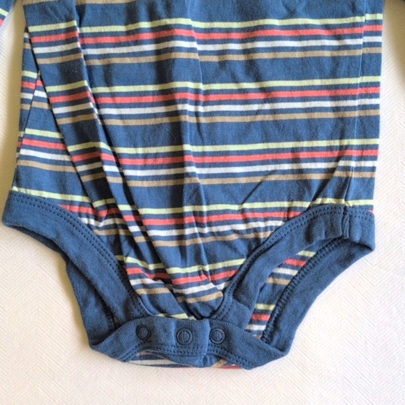 george blue striped cotton long sleeve bodysuit diaper shirt 18-24 months baby - Picture 4 of 5